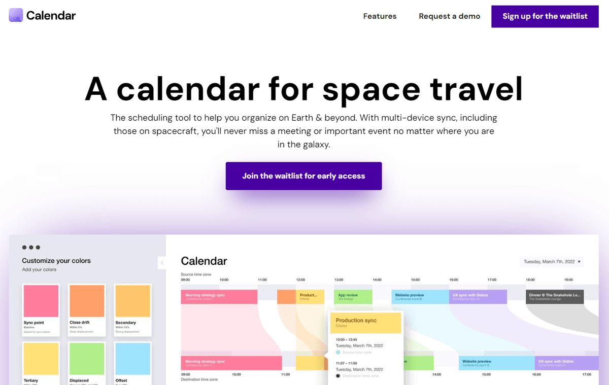 Calendar Landing Page